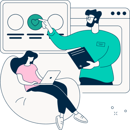 Illustration of a man sat looking at his phone