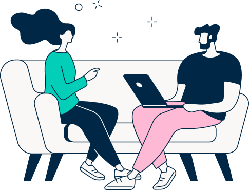 Illustration of a man sat looking at his phone
